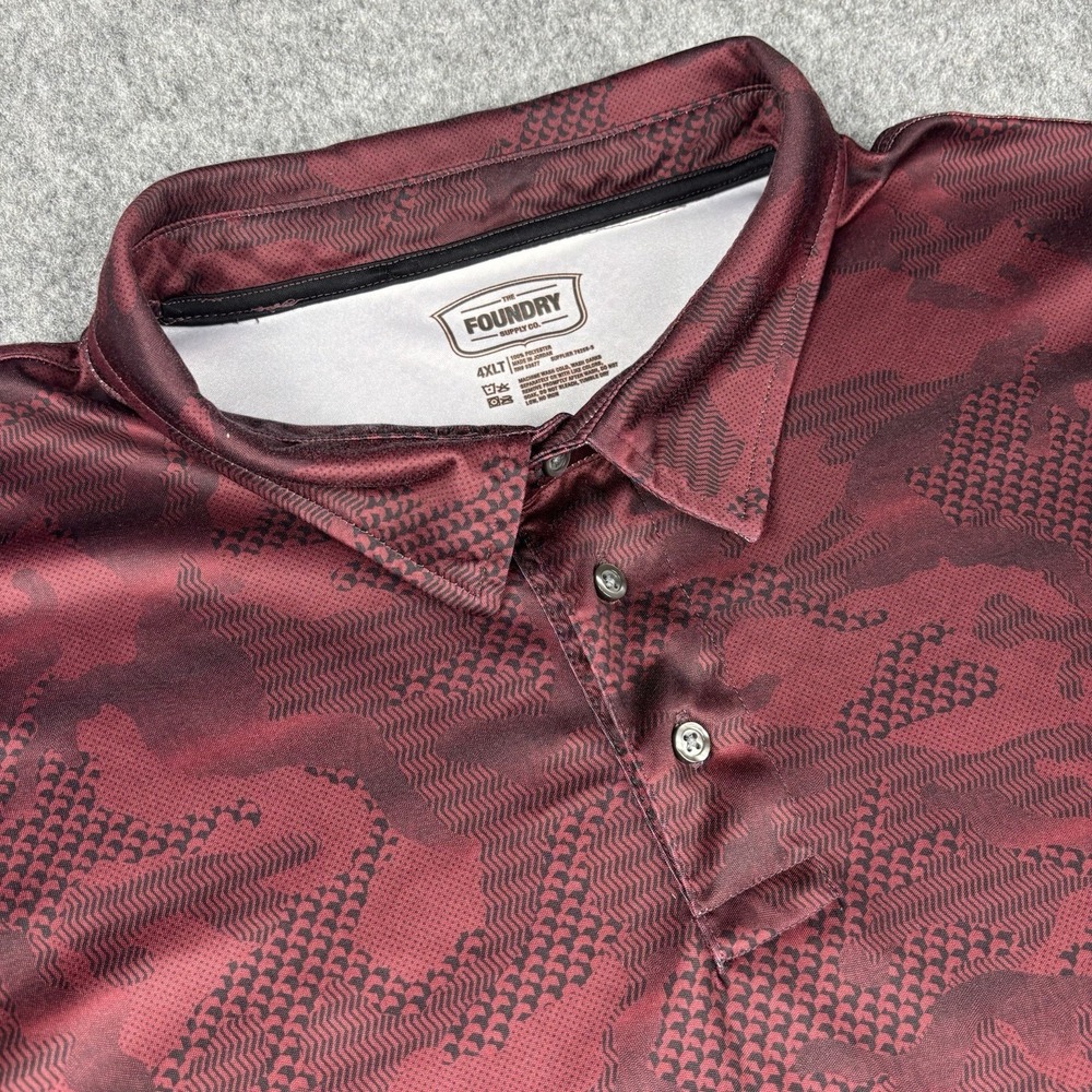 The Foundry Supply‎ Co Polo Shirt Mens 3xlt Golf Red Camo Performance Big & Tall
